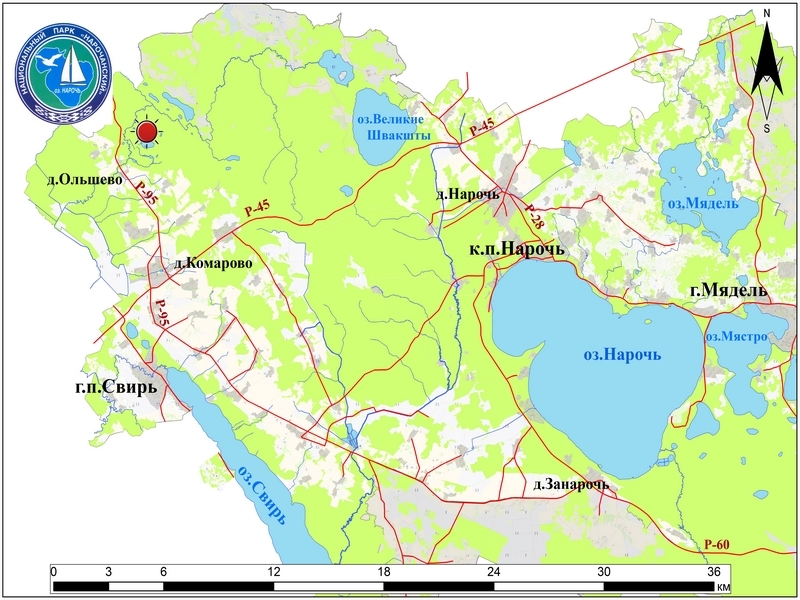 Карта осадков нарочь